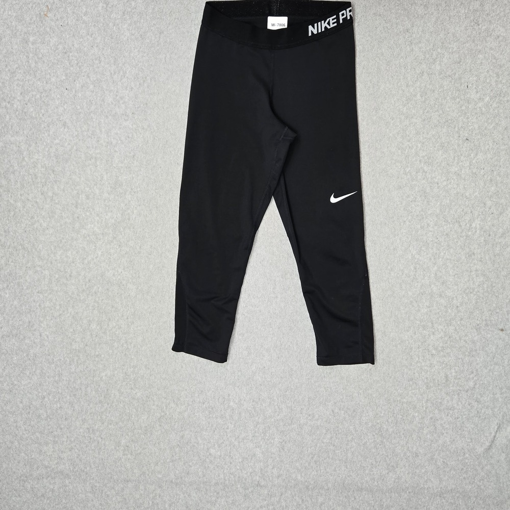 Nike Women Activewear Pants S Black Pro Dri-Fit Running Legging Logo Compression